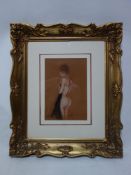 A gilt framed pastel study of a nude, signed K Maunder. H.30 W.21cm