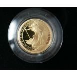 A Royal Mint tenth of an ounce 22ct gold coin, for the 25th anniversary of Britannia 1987-2012, in