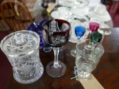 An antique Masonic etched glass, together with other glass and crystal items