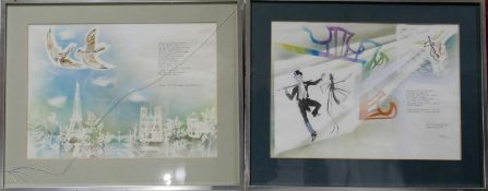 Keith Michell, two original drawing for the TV series Captain Beaky, 'Daddy Long Legs' and 'Fred &
