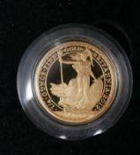 A Royal Mint 2012 Britania gold 22ct gold coin, for the 25th anniversary 1987-2012, in original box