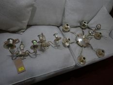 An Adams style silver plated chandelier and pair of matching wall lights