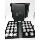 A Royal Mint 2012 London Olympic Silver Sports Collection 50P Complete 29 BU Coin Set