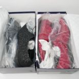 Two pairs of Patrick Cox glitter shoes, in boxes like new