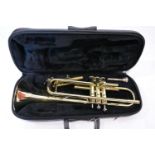 A Juptier brass trumpet in carry case