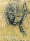 An early 20th century pencil portrait sketch, signed and dated 1900, 18 x 14cm