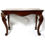 A Victorian mahogany console table raised on cabriole legs, H.74 W.110 D.49cm