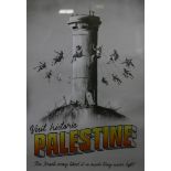 A Banksy Walled Off Hotel poster, 'Visit Palastine', with The Walled Off Hotel invoice to verso,