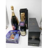 Five various bottle of Moet & Chandon champagne and three small bottles