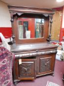 An Art Nouveau mahogany mirrored back sideboard, H.186 W.120 D.48cm