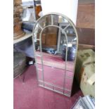 A pair of contemporary arched garden mirrors, 107 x 55cm (2)