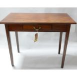 A Georgian mahogany side table with single drawer, H.71 W.89 D.48cm
