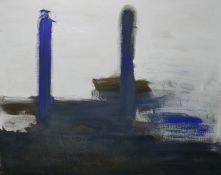 Judy Gillard (Contemporary School), Power Station, abstract study, acrylic on canvas, 80 x 100cm