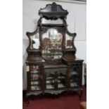 A Victorian mahogany mirrored back display cabinet, H.246 W.140 D.44cm