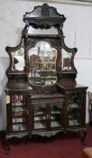 A Victorian mahogany mirrored back display cabinet, H.246 W.140 D.44cm