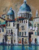 20th century school, Venice Canal Scene with St Mark's to background, indistinctly signed, oil and