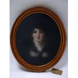 Late 19th century school, Portrait of a Lady, pastel, in oval gilt wood frame, 60 x 48cm, with