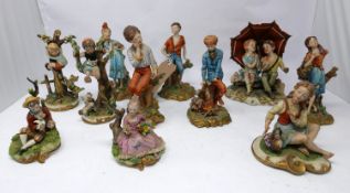 Eleven Capodimonte figures