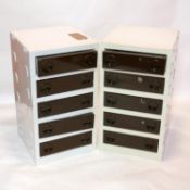 A pair of Lego style plastic chests of drawers, H.65 W.37 D.36cm