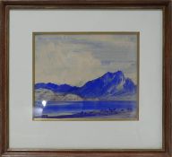 A 20th century watercolour, mountainscape, signed, 25 x 29cm