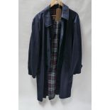 A Burberry navy blue cotton overcoat, in excellent condition, XL