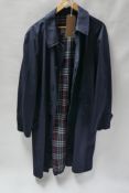 A Burberry navy blue cotton overcoat, in excellent condition, XL