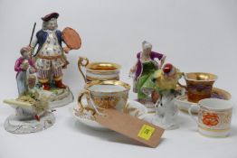 A collection of 19th & 20th porcelain to include a Meissen cup and saucer