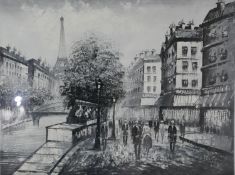 Burnett, Paris Street Scene', oil on paper, signed lower right, 49 x 64cm