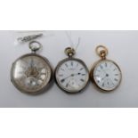 A silver pocket watch marked John Eklan to dial, together with a yellow metal American Waltham