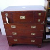 A military campaign style music cabinet, H.92 W.81 D.48cm