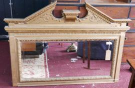 A 19th century gilt wood over mantle mirror with bevelled plate, 100 x 137cm