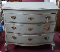 A 19th century Swedish painted chest of three drawers, H.79 W.86 D.50cm