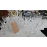 A collection of Brierley crystal to include a pair of decanters with silver collars and 22 glasses