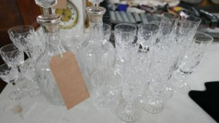 A collection of Brierley crystal to include a pair of decanters with silver collars and 22 glasses