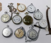 A collection of 10 pocket watches to include Smiths and Ingersol examples