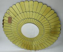 A contemporary sunflower wall mirror, Diameter 100cm
