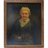 A gilt framed oleograph, seated lady, H.74 W.60cm