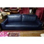 A Nube Italia blue leather sofa bed, H.66 W.220 D.96cm