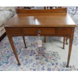 An Arts & Crafts oak side table, with single drawer, raised on tapered legs, H.85 W.91 D.38cm