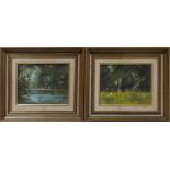 Two oils on board of landscape studies, one signed lower right, H.24 W.19cm