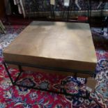 A contemporary coffee table with gilt top, H.35 W.62 D.62cm