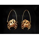 A pair of Givenchy gold tone brass crab earrings, signed to reverse, with Givenchy box and bag