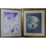 Dee Davis, 'Polar Bear', watercolour, signed and dated 97 to lower right, 50 x 37cm, together with
