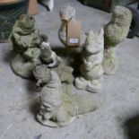 Six various stone animals to include to frog fountains