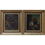 A pair of 19th century Continental oils on metal set in gilt frames, 24 x 20cm