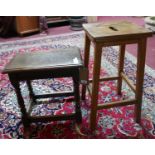 An oak joint stool together with one other stool