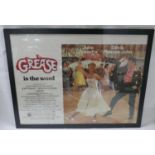 A framed and glazed original film poster for the musical Grease, H.75 W.100