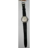 Girard-Perregaux gentleman's stainless steel wristwatch, silvered dial with baton markers and Arabic