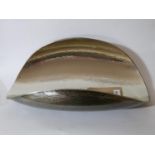 A very large Zanetto curved 'white bronze' finish planished bowl, H: 14cm, dia: 46cm. Engraved '