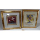 A pair of framed and glazed lithographs, ballooning, signed by the artist